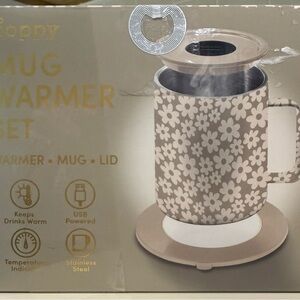 Xo Poppy Floral Mug Warmer Set with Lid - Beige/White